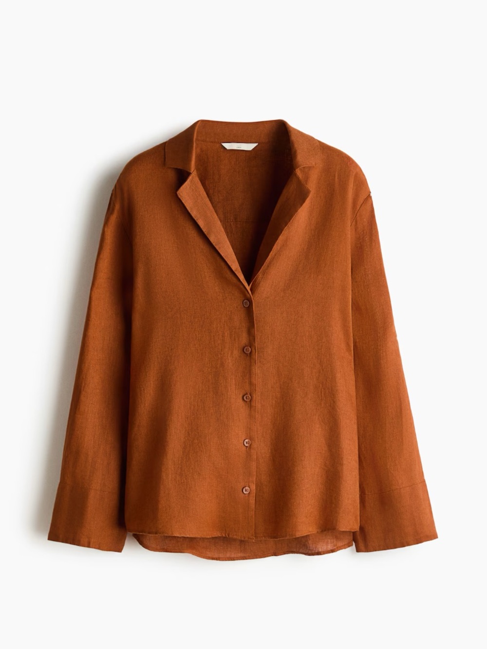 H&M Linen Button-Down Top in Burnt Orange NWT